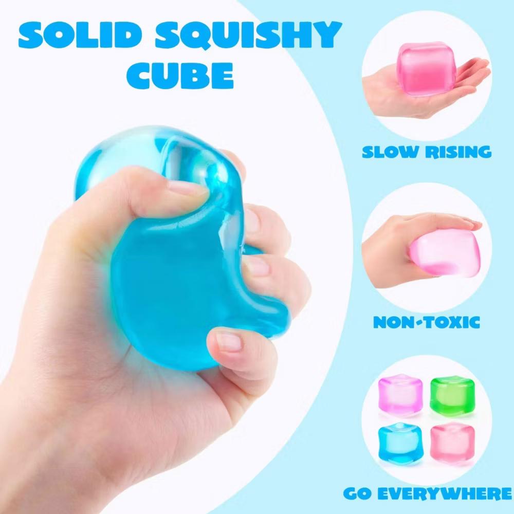 4 Pack Stress Cube, 2'' High Cube Fidget Toy, Stress Relief with Slow Rising Sensory Squishy Toys,Party Favors,Classroom Prizes for Boys Girls - Image 3