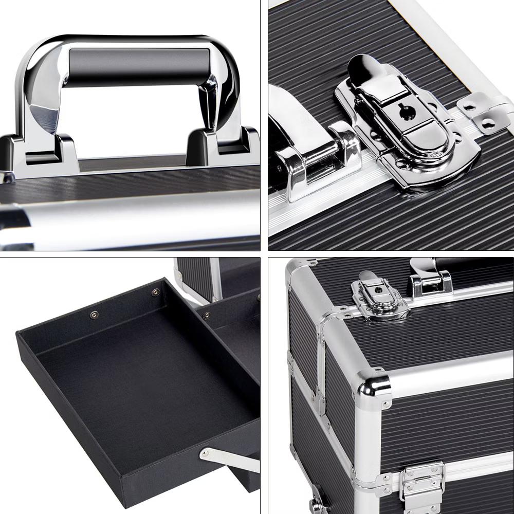 Yaheetech 4-In-1 Aluminum Rolling Cosmetic Makeup Train Cases - Image 3