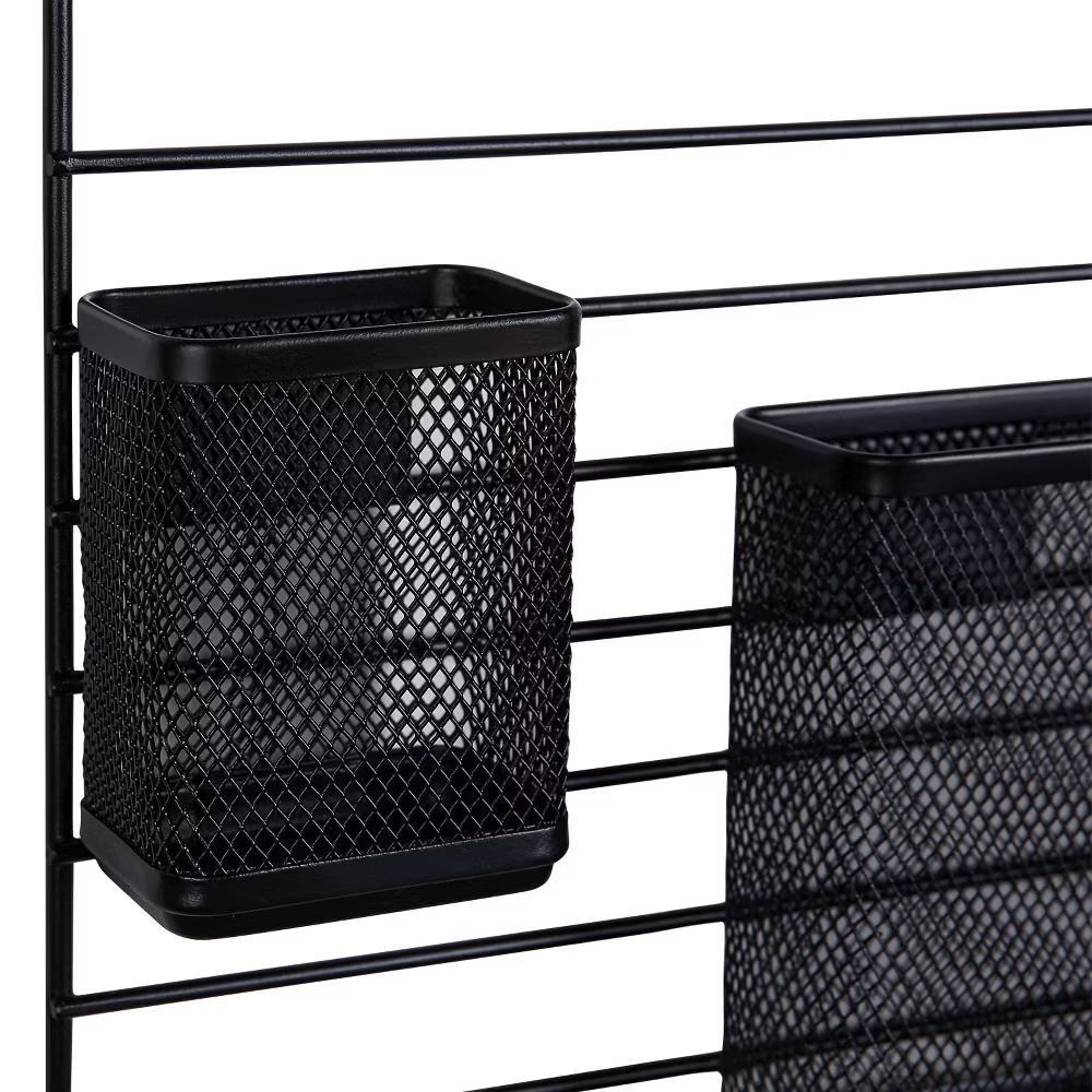 Mesh Additional Wall Organization Tools - Steel Desk & Office Wall Organizer Set, Black, 4 Pieces - Image 4