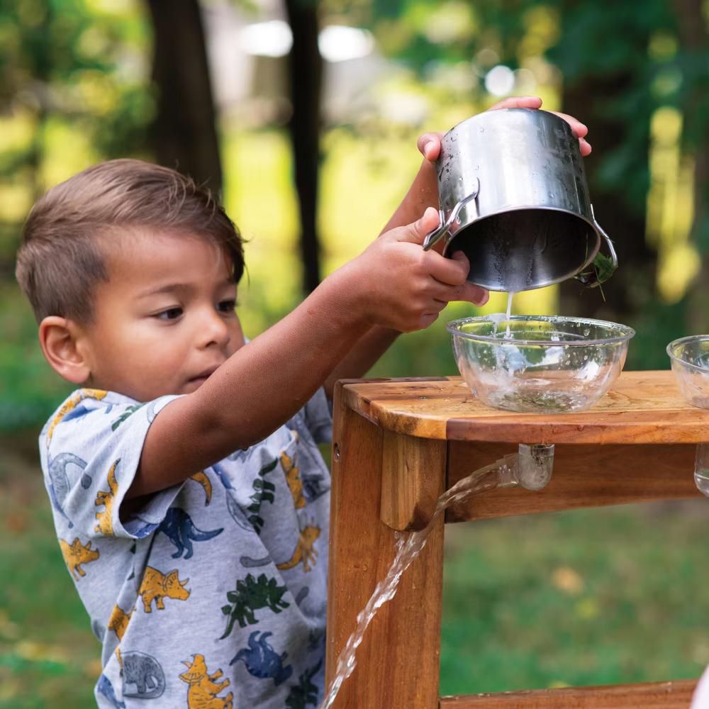 Guidecraft Acadia Kids' Outdoor Mud Kitchen Playset - Pretend Play Kitchen with Sink, Stove, and Accessories | Wooden Backyard Playset - Image 5