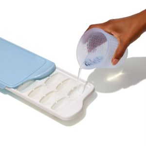 2pk Ice Cube Tray Light Blue: Plastic, 14 Cavities, Dishwasher-Safe, Ice Tray with Lid