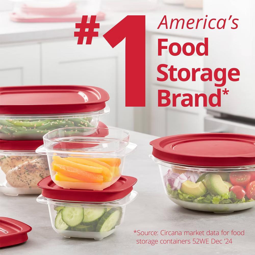 10pc Easy Store Square and Round Food Storage Container Set Red - Image 4