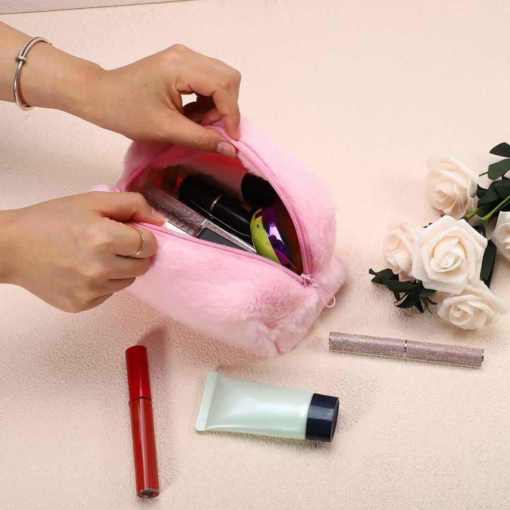 Cosmetic Travel Zipper Multi-functional Small Plush Makeup Bag 1 Pc - Image 10