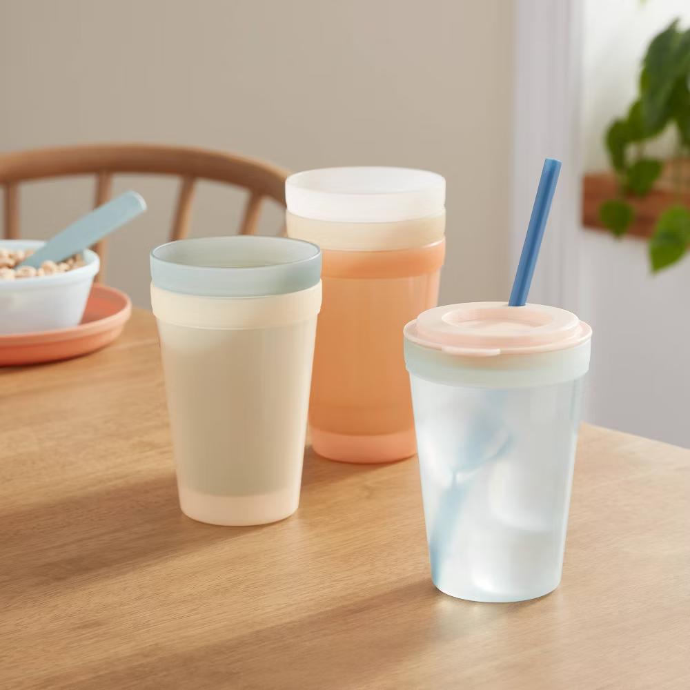 Kids' 15 fl oz Plastic Tall Tumbler - Microwave & Dishwasher Safe, Set of 6, Multicolored - Image 3