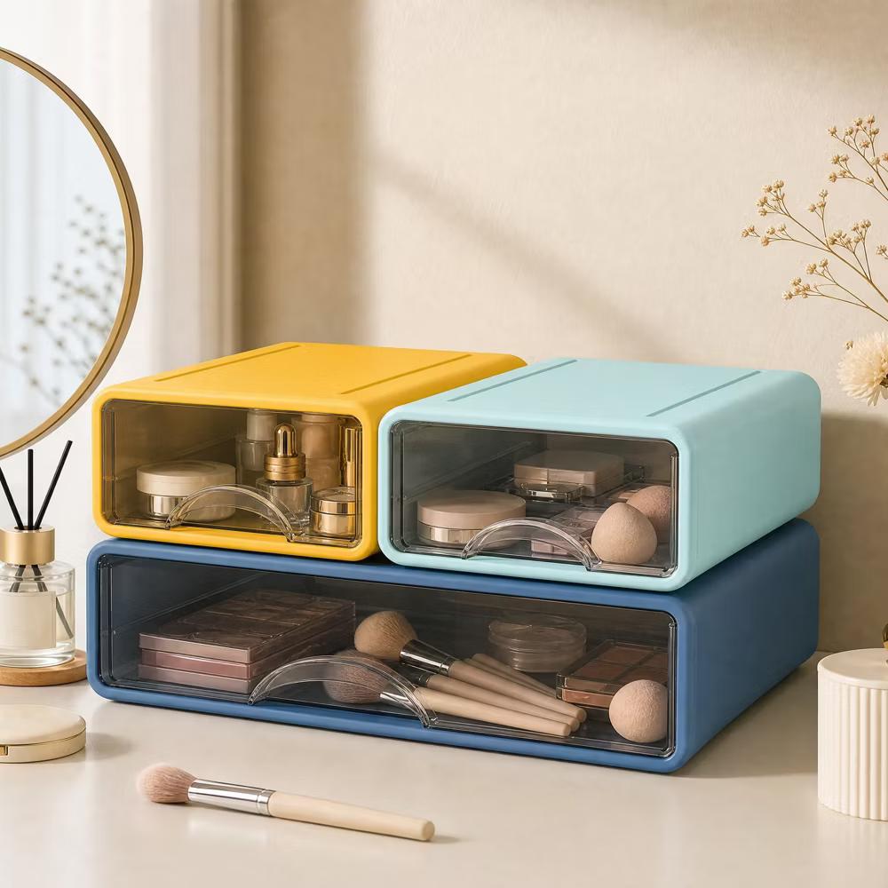 Stackable Storage Drawer with Dividers, Transparent PP Material Desktop Organizer, Durable Thickened Storage Container - Image 4