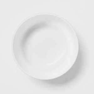 Porcelain Beaded Rim Cereal Bowl 20oz White - Textured Round Porcelain, Microwave & Dishwasher Safe