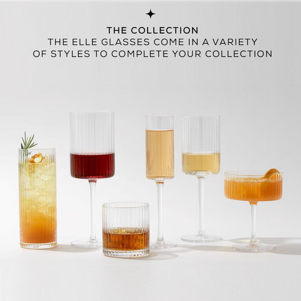 JoyJolt Elle Fluted Highball Juice Tumblers Glass - 16 oz Water Glasses- Set of 2 - Image 6