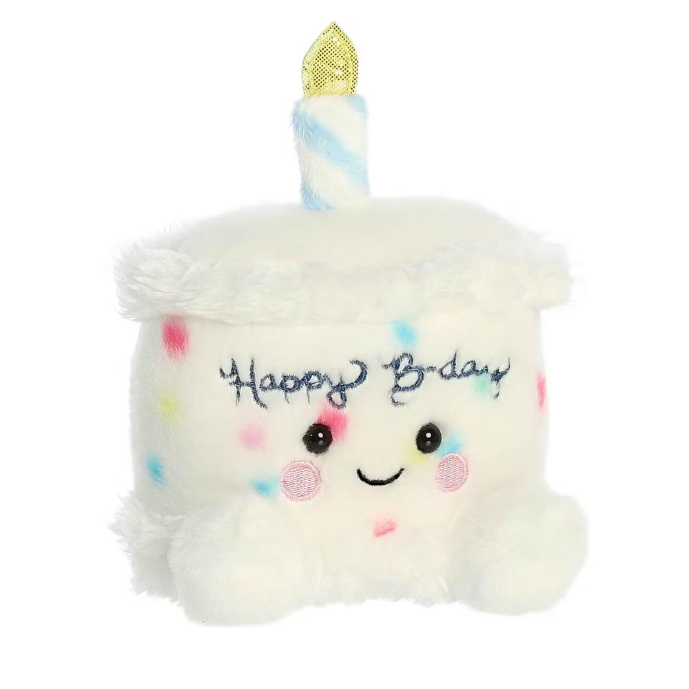 Small Happy B'Day Cake Palm Pals Adorable Stuffed Animal White 5.5" - Image 2