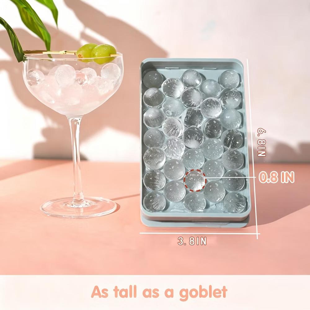 0.8 Inch Round Ice Cube Tray with Lid & Storage Bin, Small Sphere Ice Ball Molds for Freezer, Reusable Ice Maker Tray for Whiskey, Cocktails & Drinks - Image 3