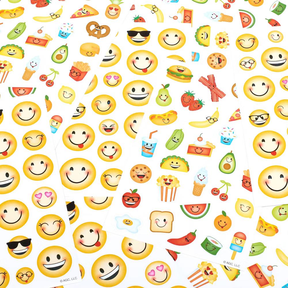 Cute Emoji and Smiley Food Stickers 224ct - 8 Sheets