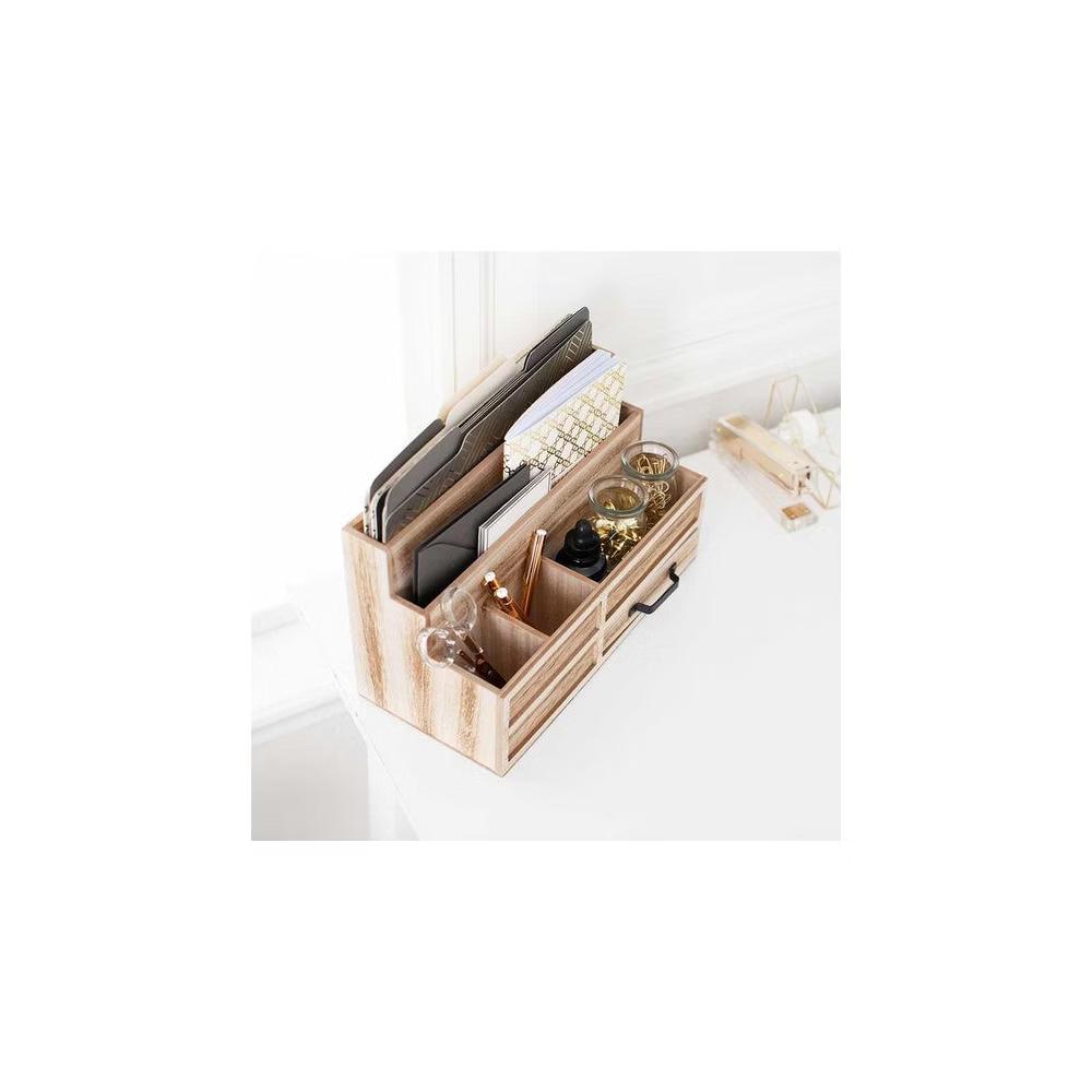 Blu Monaco Wood Mail Organizer with Drawer & Pen Holder - Image 10