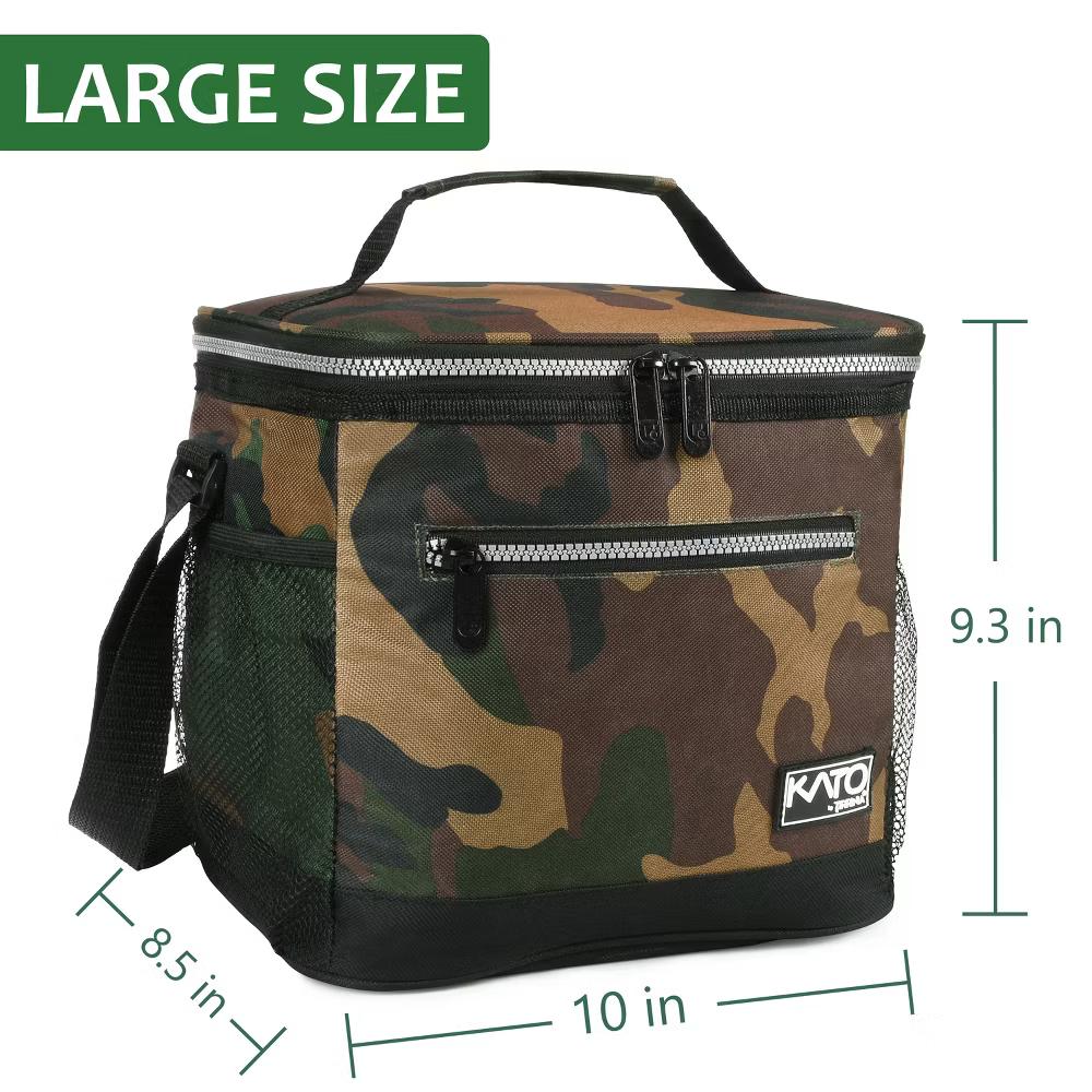 9.3" Insulated Lunch Bag with Water Bottle Pocket, Leakproof 20 Cans Lunch Tote with Front Zipper Pocket, Zipper Closure Lunch Box - Image 3