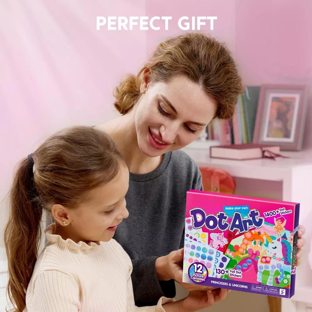 Unicorns & Princess Dot Art Paper Craft Kit for Girls Age 3+ No Mess DIY Stickers Kids School Arts & Crafts Supplies Birthday Gifts Party favors - Image 3