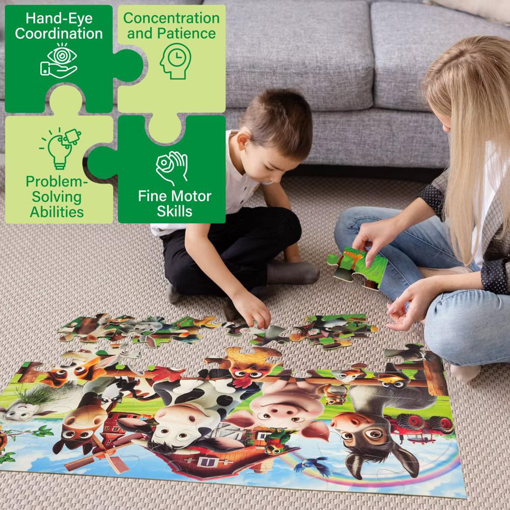 Puzzles for Kids Ages 3-6, Farm Animals, 48 Piece Large Jigsaw Toddler Puzzles, 35.5" x 23.5" - Image 5