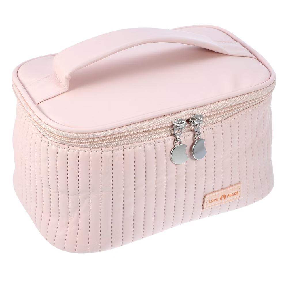 Polyurethane Faux Leather Large Makeup Bag Brush Organizer for Women 1 Pc