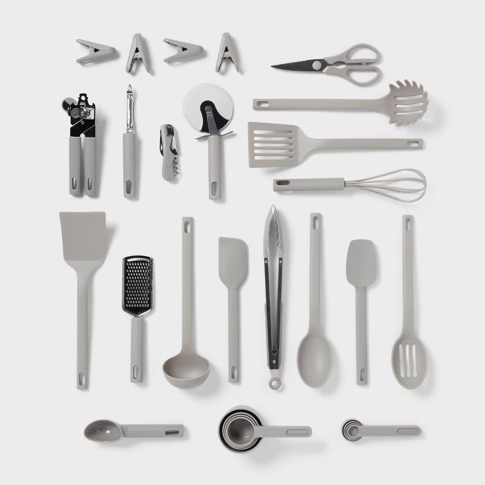 30pc Kitchen Utensil Set Gray