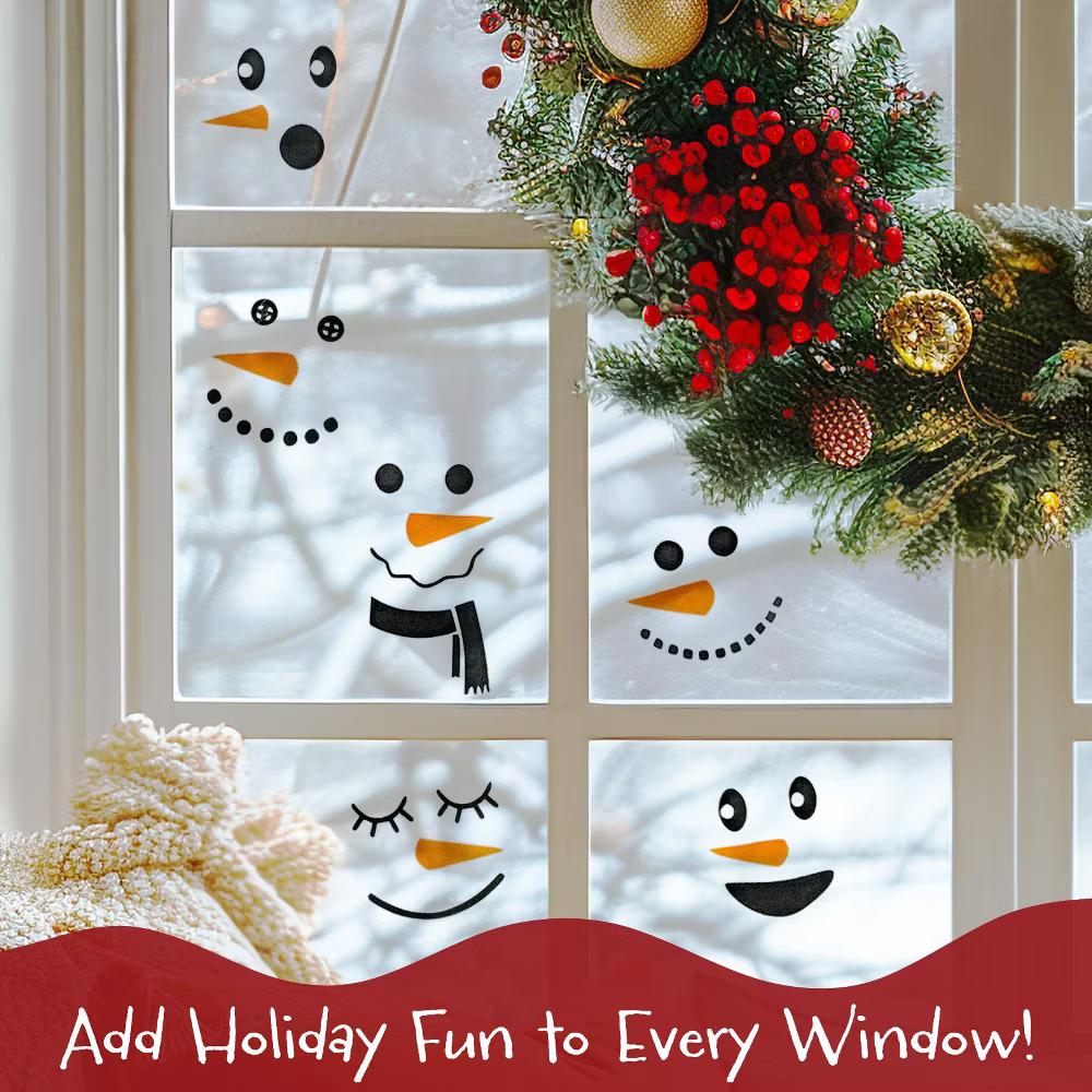 Snowman Face Stickers for Crafts, Christmas Decoration for Windows, Refrigerators, Water Bottles, Cups - Image 5
