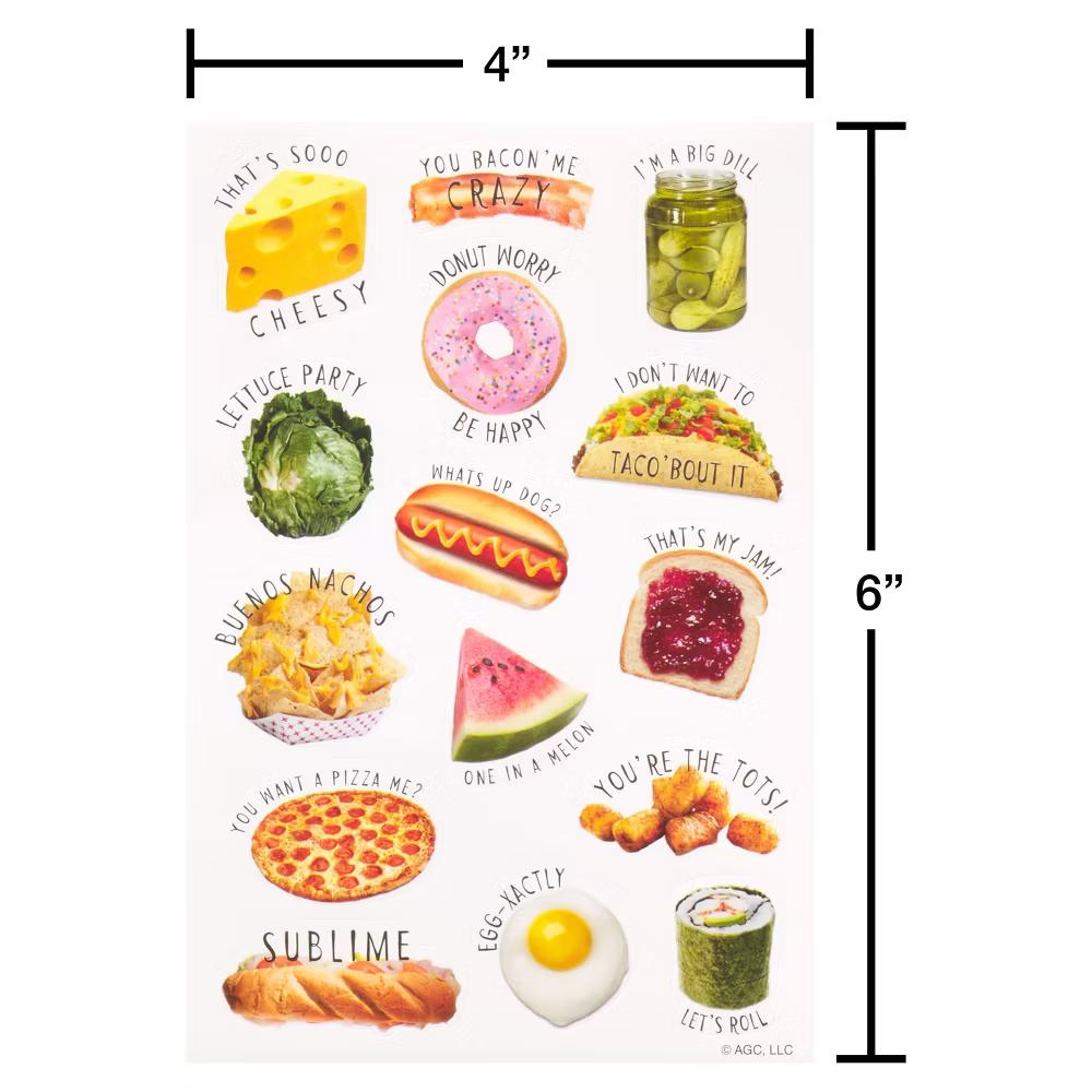 Food Puns and Goofy Food Faces Stickers 140ct - 8 Sheets - Image 4