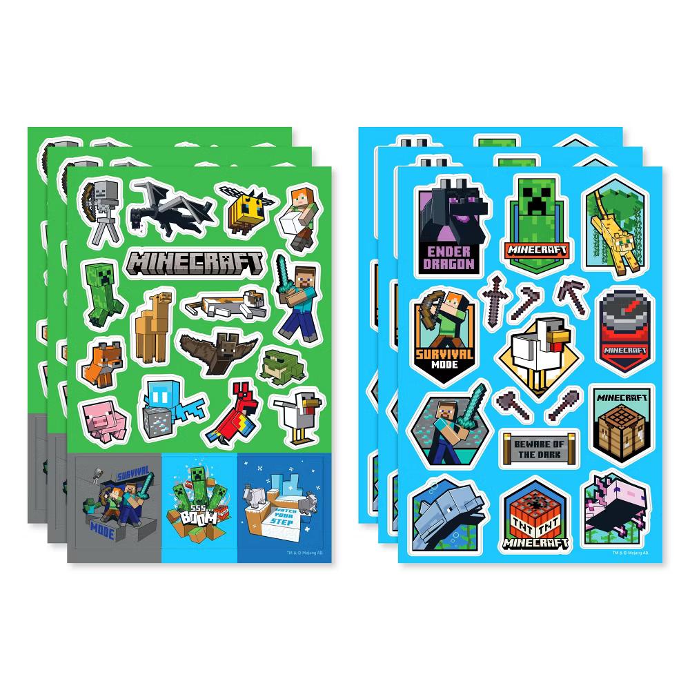 Stickers for Kids, Steve, Alex, and Creeper 108ct, 6 Sheets