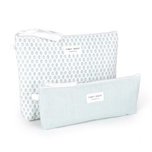 Sugar Paper Essentials 2pk Fabric Pouch Blue Floral/Blue Stripe