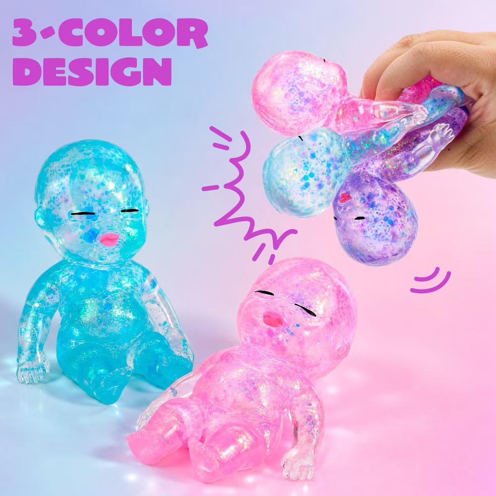 3PCS Small Baby Stress Relief Toy, 4.3''Glitter Squishy Slow Rising Toy for Kids & Adults,Soft Squeeze Fidget Sensory Toy for Gift, Party Favors - Image 5