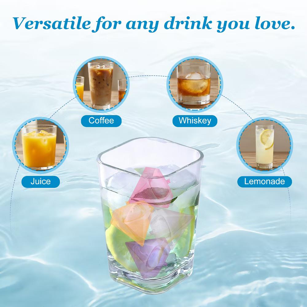 Plastic Reusable Diamond Shape Ice Cube Tray 3 x 3cm / 1.18 x 1.18 Inch Purple/Clear/Orange/Pink 24 Pcs - Image 2