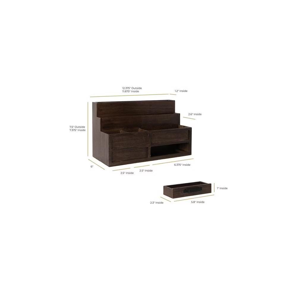 Blu Monaco Wood Mail Organizer with Drawer & Pen Holder - Image 6
