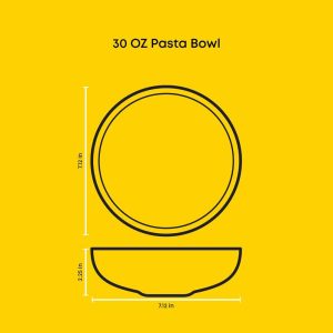 JoyJolt Mesa 4-Piece Stoneware Pasta Bowls Set – 30oz