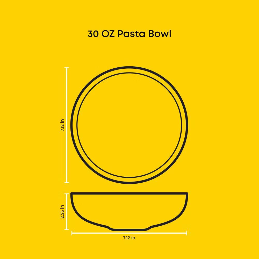 JoyJolt Mesa 4-Piece Stoneware Pasta Bowls Set – 30oz