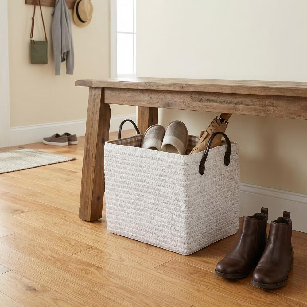 Woven Storage Basket for Clothes Shoes Organizer Bin with Handles - Image 51