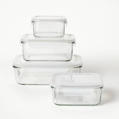 8pc (Set of 4) Glass Food Storage Container Set Clear - Freezer, Dishwasher & Microwave Safe - Image 2
