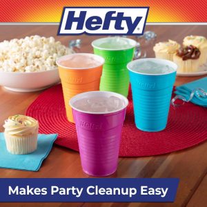 Hefty Party On! Disposable Cups - 80ct/16oz: Portable, Solid Pattern, Household Use