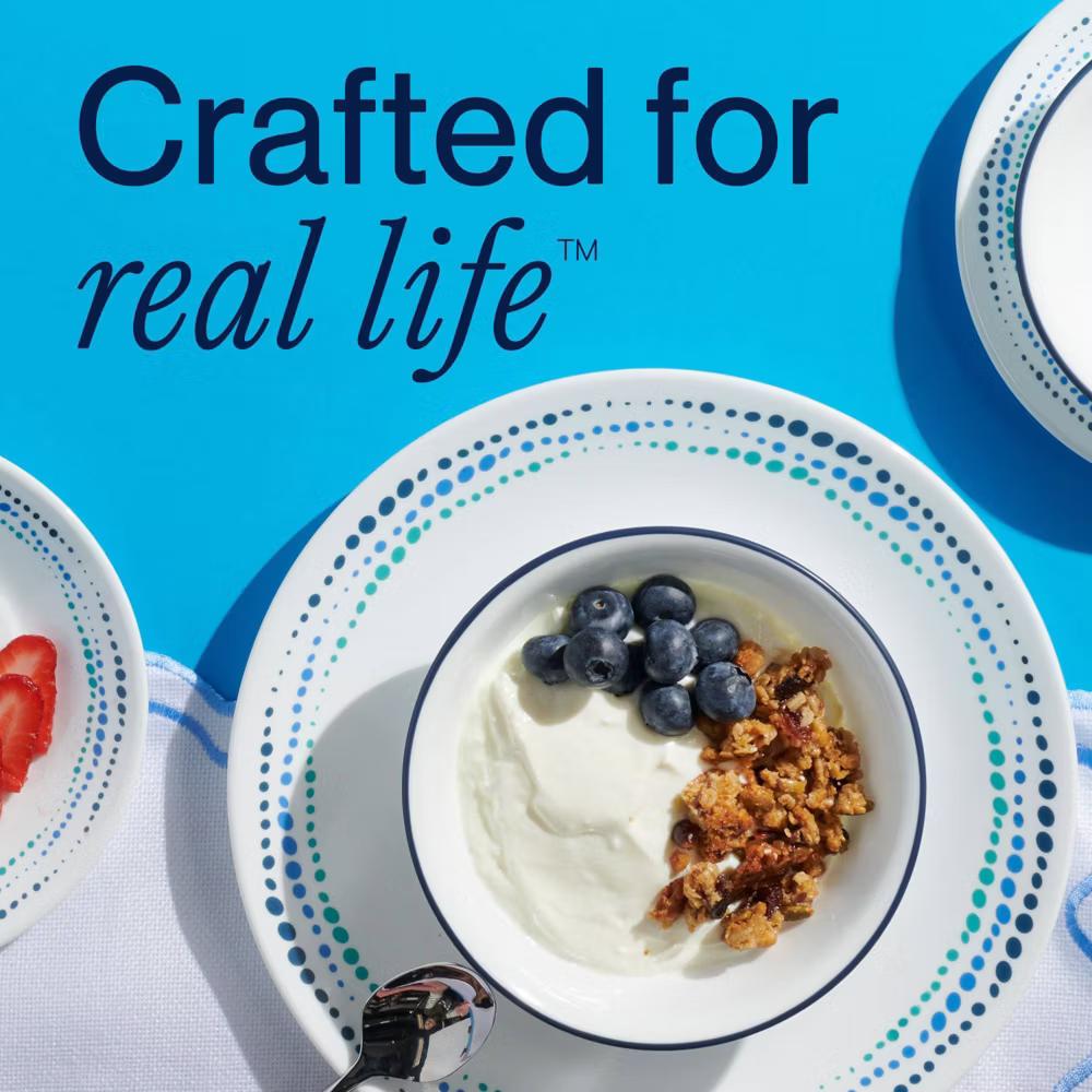 16pc Ocean Blues Dinnerware Set: Polka Dot Plates & Bowls, Service for 4, Dishwasher-Safe - Image 8