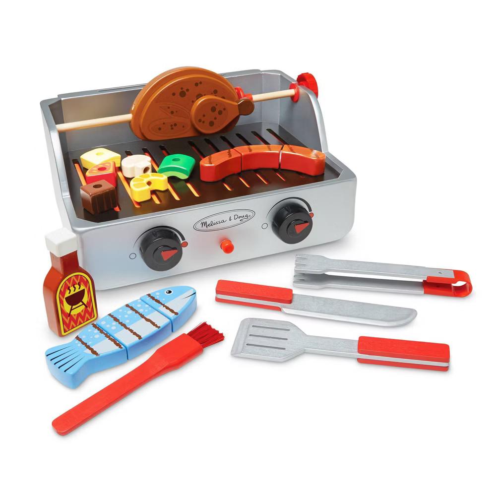 Rotisserie and Grill Wooden Barbecue Play Food Set (24pc): Toddler Creative Kitchen Accessories - Image 2