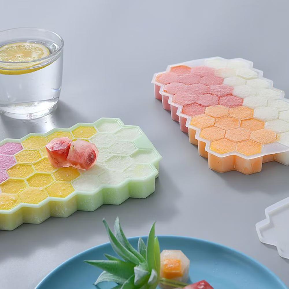 Alilang 2-Piece Honeycomb Ice Cube Tray - 37-Grid Flexible Mold with Spill-Resistant Lid - Image 5