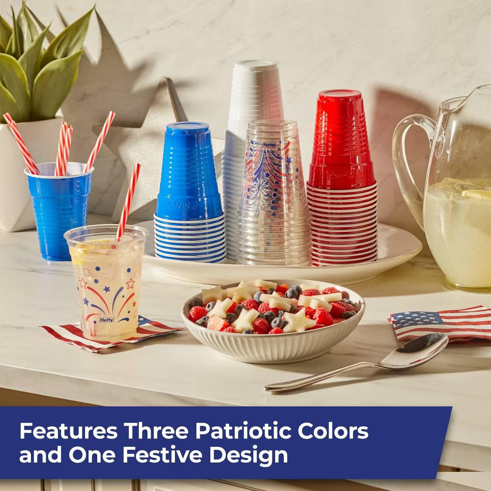 Hefty Party On! Variety Pack Disposable Cups with Print - Red/White/Blue - 16 fl oz/76ct - Image 3