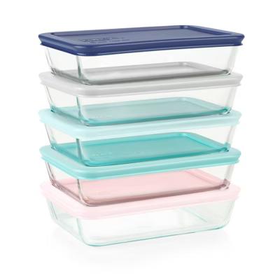 Pyrex 10pc Glass Meal Prep Set: Clear Glass Food Storage Containers with Plastic Lids, Dishwasher-Safe - Image 7