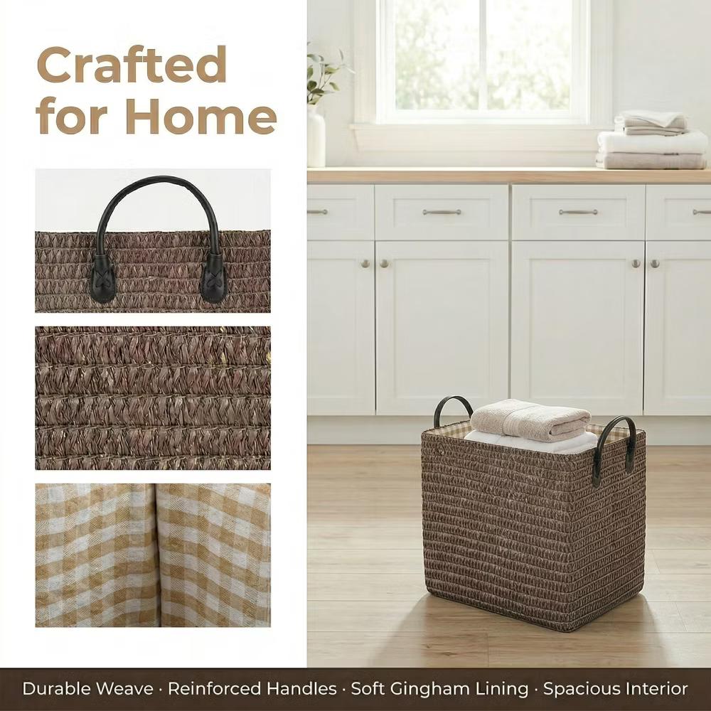 Woven Storage Basket for Clothes Shoes Organizer Bin with Handles - Image 41