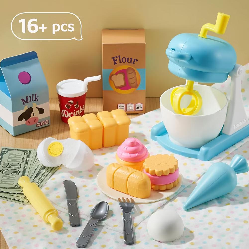 16Pcs Whisk n' Bake Bakery Mixer Playset, Pretend Play Kitchen Toys for Girls Boys, Easter Birthday Gift for Kids 3 4 5 6 Years Old - Image 5