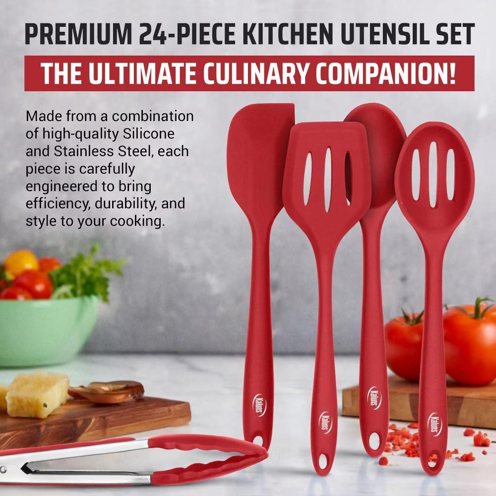 Kitchen Utensils Set, 24 Piece Silicone Cooking Utensils, Dishwasher Safe and Heat Resistant Kitchen Tools - Image 37