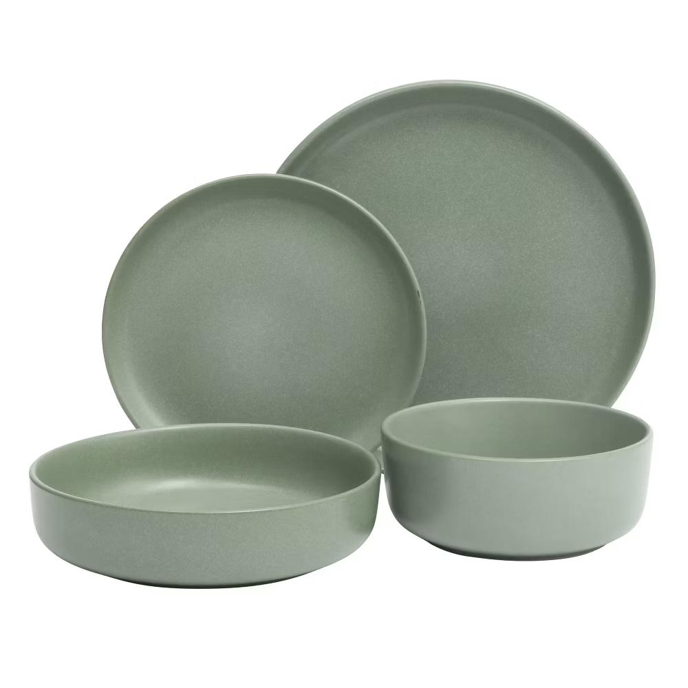 Pasco 16 Piece (Service for 4) Plates and Bowls Double Bowl Reactive Glaze Dishes Stoneware Ceramic Dinnerware Set - Image 5