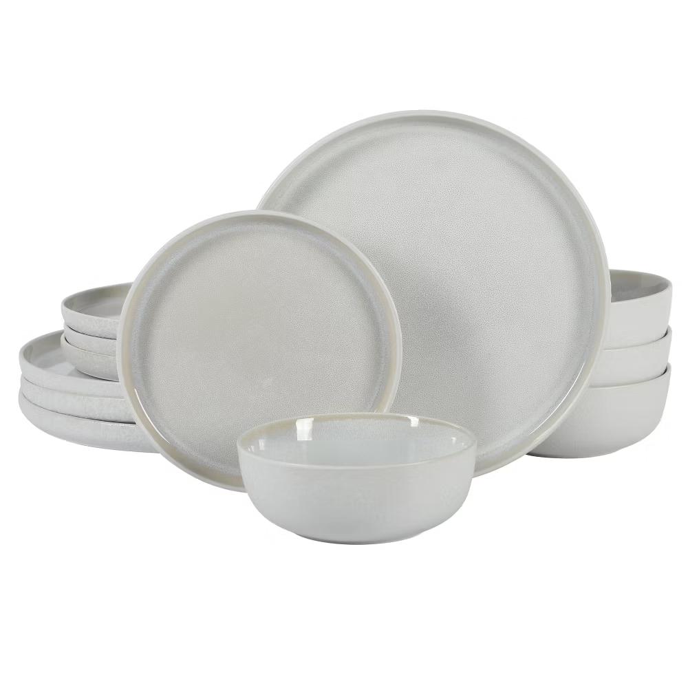 Tahoe Sunset 12 Piece Stoneware Reactive Glaze (Service for 4) Ceramic Plates and Bowls Dinnerware Set - Image 20