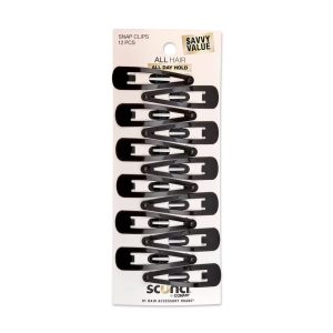 Metal Snap Clips - Black - All Hair - 12pcs: Hair Styling, Fashion, Securing Hair