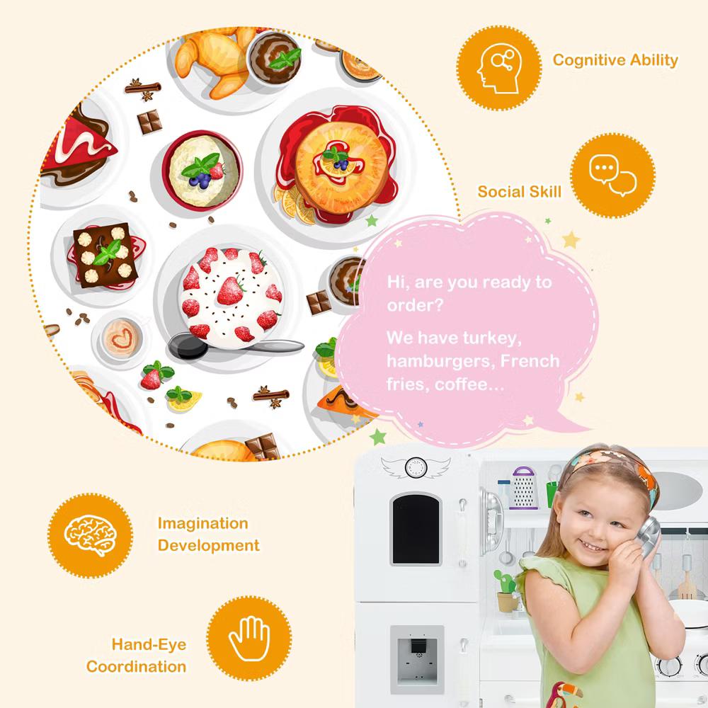Play Kitchen Pretend Play Cookware Set Toys for Kids w/ Water Dispenser - Image 7