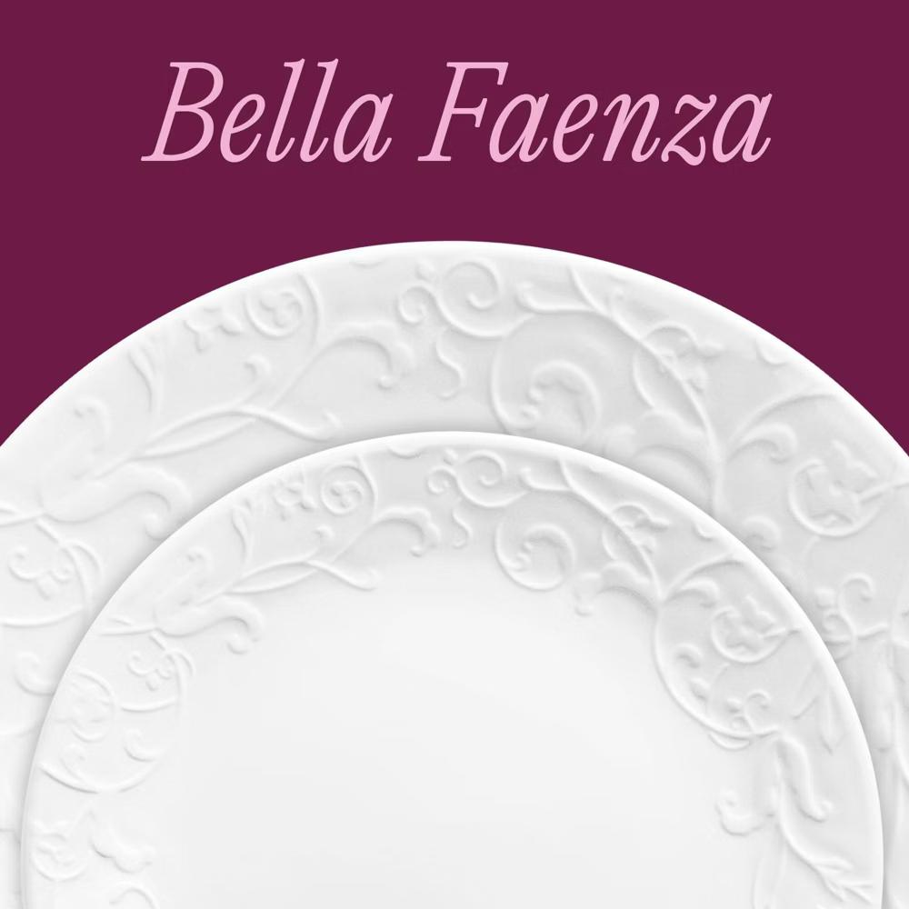 18pc Vitrelle Embossed Bella Faenza Dinnerware Set White: Floral Pattern, Service for 6, Dishwasher & Microwave Safe - Image 7