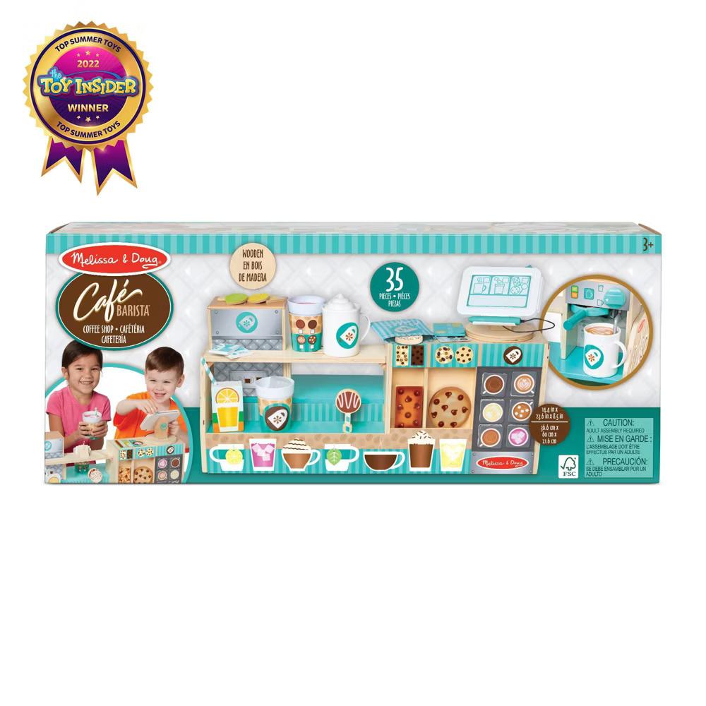 Wooden Café Barista Coffee Shop (35pc): Creative Pretend Play Set, Kitchen Accessories Included - Image 8