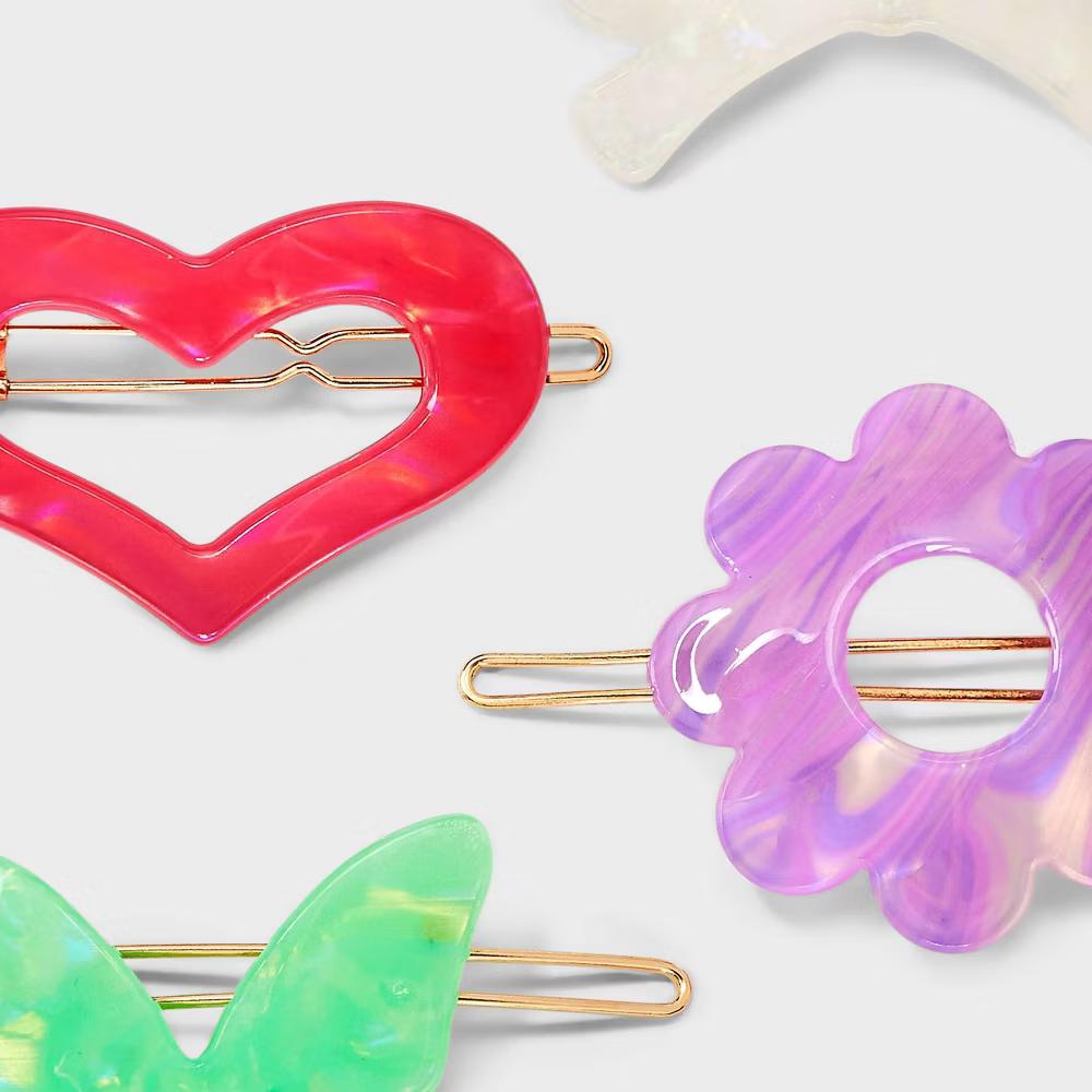 Acrylic Barrettes - 4ct - For Hair Styling, Fashion, Solid Pattern, All Hair Types - Image 3