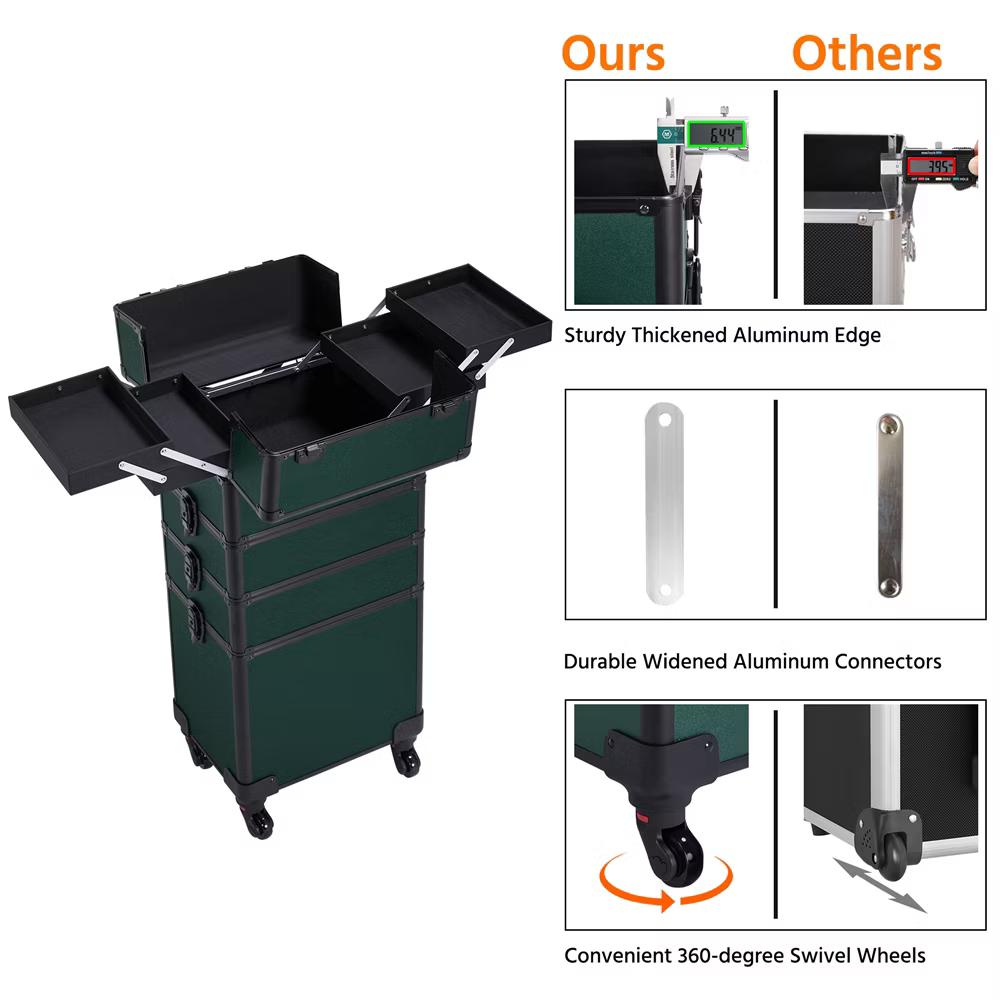 Yaheetech 4 in 1 Professional Makeup Train Case Aluminum Cosmetic Case - Image 14