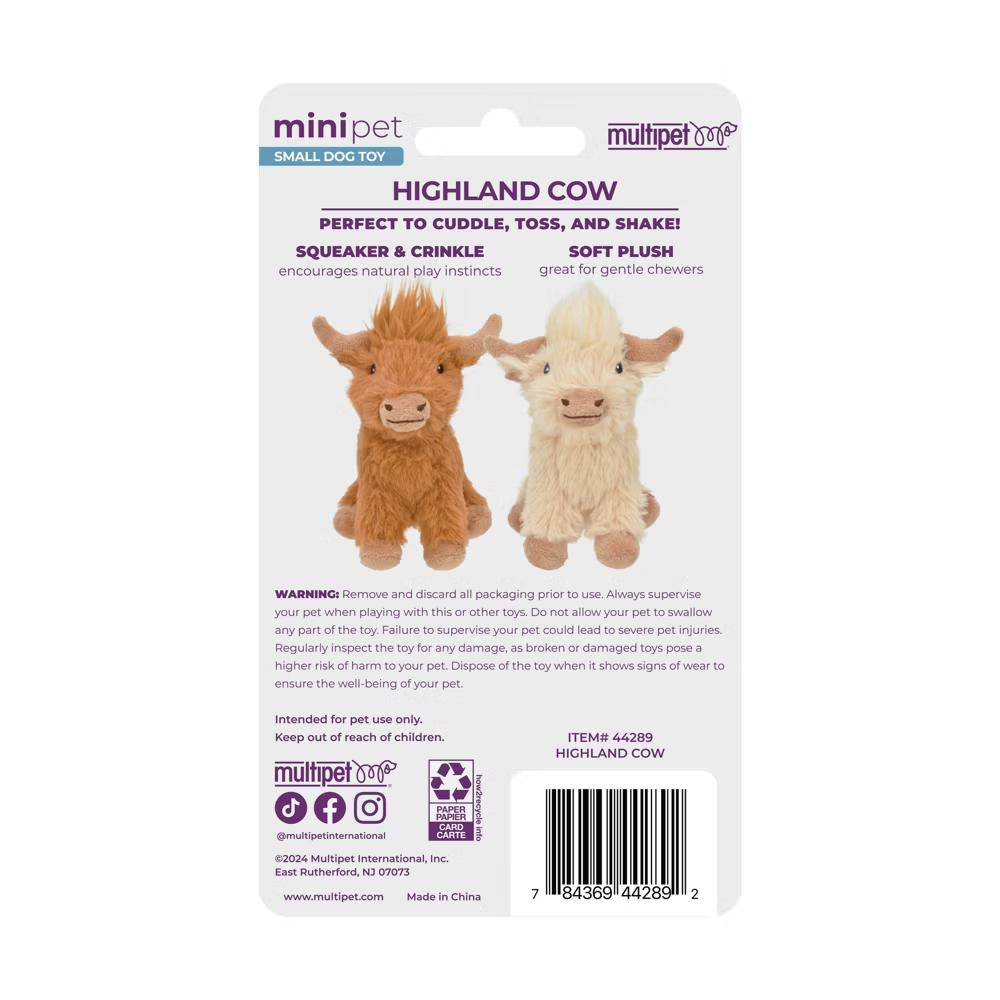 5" Highland Cow Interactive Plush Dog Toy: All Ages, Pet Toy, Occupy, Cuddle - Image 2