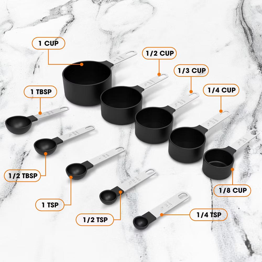 10-Piece Measuring Cups & Spoons Set – Stainless Steel Handles, Nesting Design, Dishwasher Safe, BPA-Free - Image 8